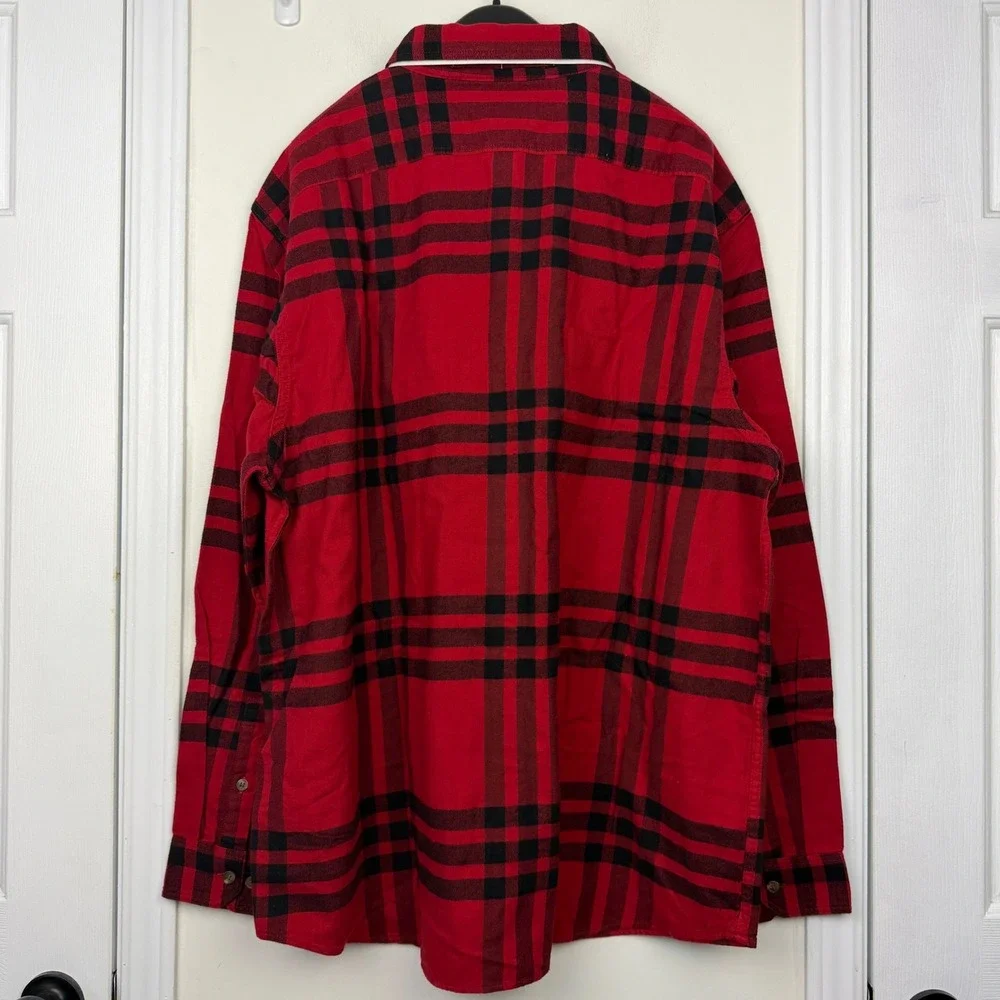 NEW Banana Republic Flannel Shirt Mens XXL Cotton Red Black Plaid Standard Fit